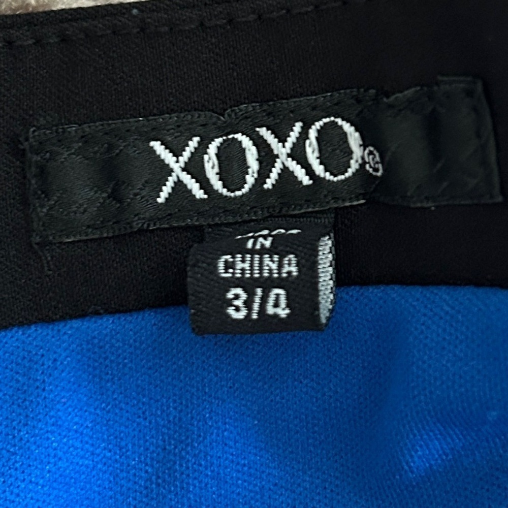 XOXO Colorblock Blue Black Bodycon Mini Dress 3/4 - Picture 5 of 7